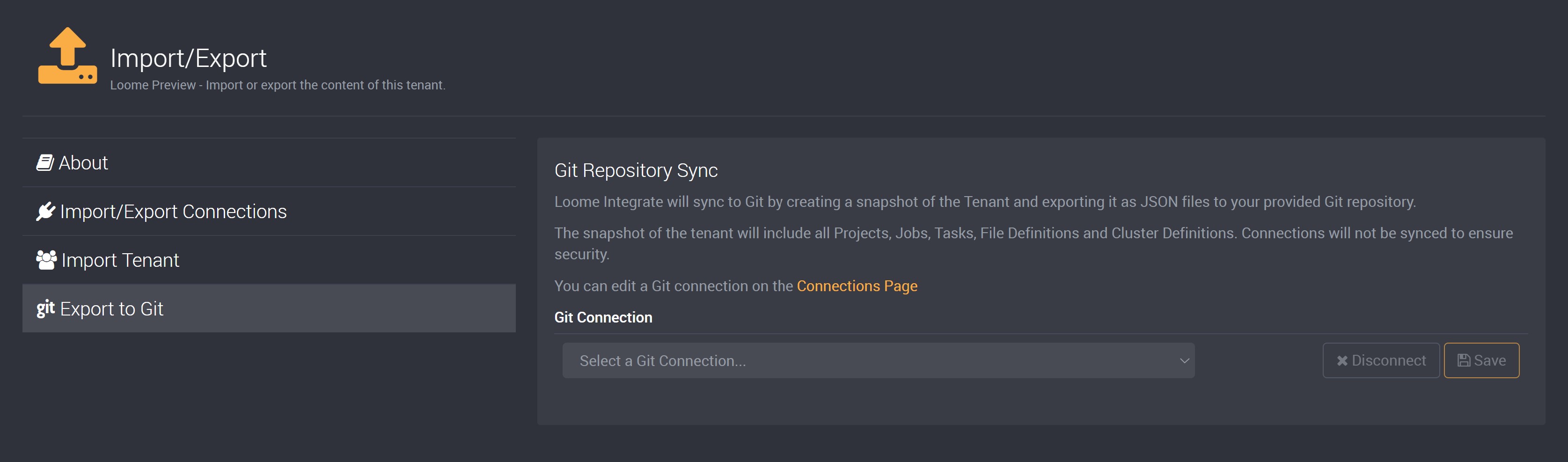 Select your Git connection
